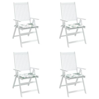 vidaXL Kėdės pagalvėlės, 4vnt., 50x50x3cm, audinys, su lapais