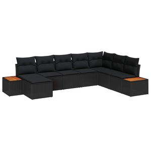 vidaXL Sodo Sofų Rinkinys su pagalve 9 pcs Juoda Poliratanas