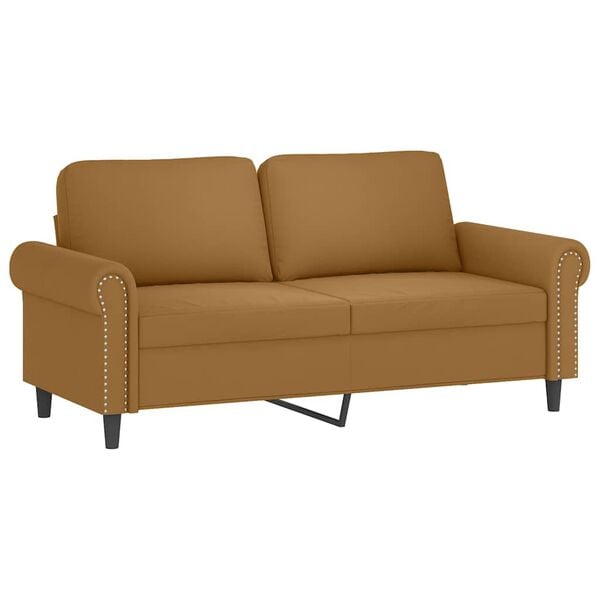 vidaXL Dvivietė sofa su pagalvėlėmis, rudos spalvos, 140cm, aksomas