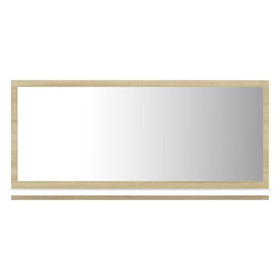 vidaXL Vonios kambario veidrodis, baltas ir ąžuolo, 80x10,5x37cm, MDP