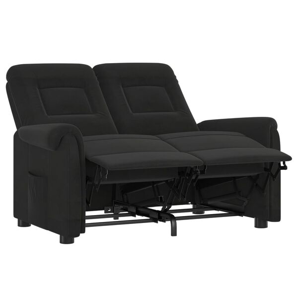 vidaXL Dvivietis atlošiamas masažinis krėslas, juodos spalvos, audinys