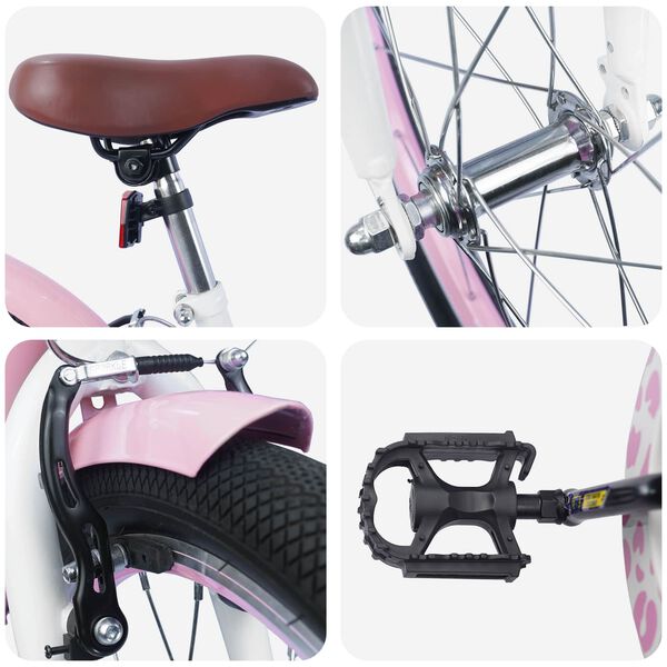 vidaXL Vaikų Dviratis 18 Colių 5&ndash;7 metų vaikams &Scaron;viesiai rožinė