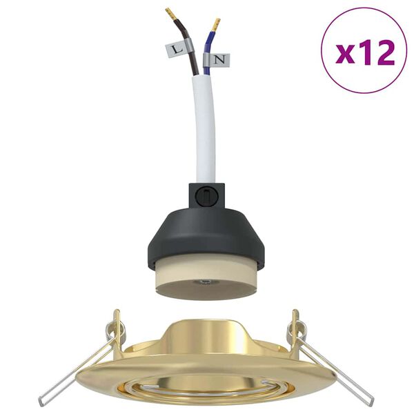 vidaXL Prožektorius 12 pcs Auksinė 9 x 9 x 2.5 cm metalas