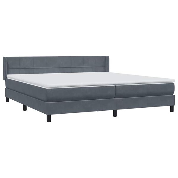 vidaXL Box Spring Lova su čiužiniu Tamsiai pilka 200x220 cm aksomas