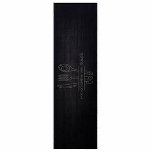 vidaXL Virtuvės kilimas Stalo įrankiai Juoda 150 x 45 cm Aksomas