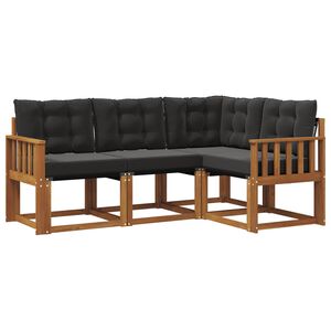 vidaXL Lauko sofos komplektas su pagalve 4 pcs Natūrali ir juoda