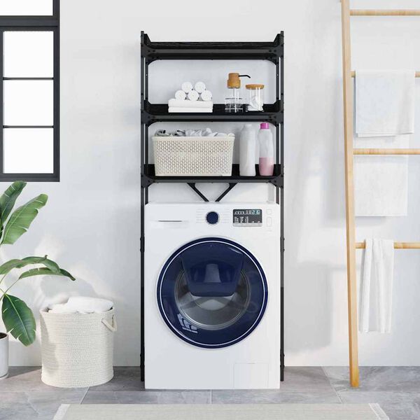 vidaXL Skalbimo ma&scaron;inos laikiklis Juodas 0ak 67 x 25 x 163 cm