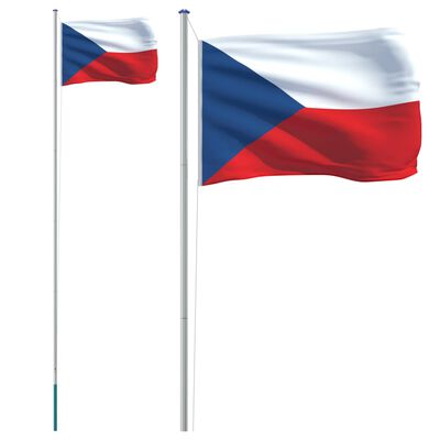 vidaXL Čekijos vėliava su stiebu, aliuminis, 6,23m