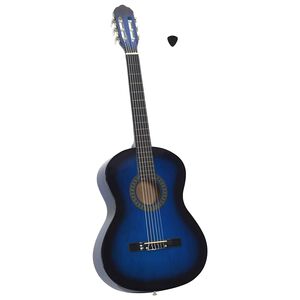vidaXL Klasikinė gitara pradedantiesiems, mėlyna, 4/4 39", liepa