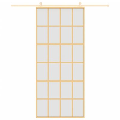 vidaXL Stumdomos durys, auksinės, 90x205cm, ESG stiklas ir aliuminis