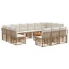 vidaXL Lauko sofos komplektas 14 pcs Natūralus ir grietinėlės baltas