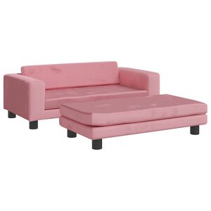 vidaXL Vaiki&scaron;ka sofa su pakoja, rožinė, 100x50x30cm, aksomas
