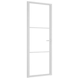 vidaXL Vidaus durys, baltos, 76x201,5cm, ESG stiklas ir aliuminis