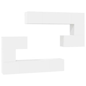 vidaXL Televizoriaus spintelių komplektas, 8 dalių, baltas, mediena