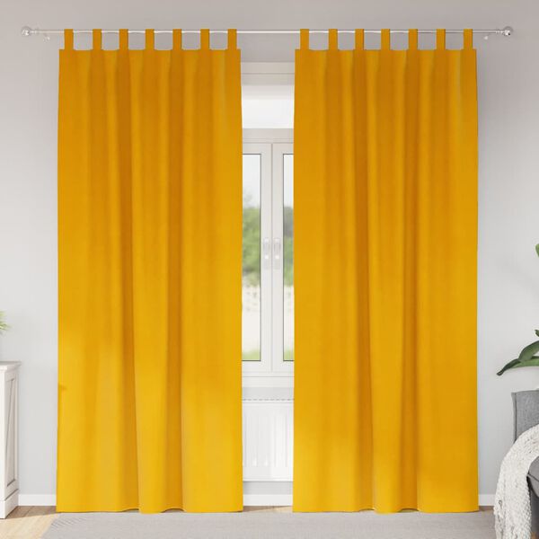 vidaXL Užtemdymo užuolaidos 2 pcs Garučių geltona 140 x 260 cm Aksomas