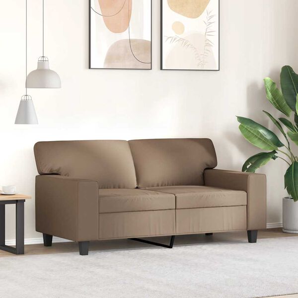 vidaXL Dvivietė sofa, kapučino spalvos, 120cm, dirbtinė oda