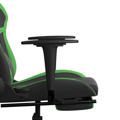 vidaXL Masažinė žaidimų kėdė su pakoja, juoda ir žalia, dirbtinė oda
