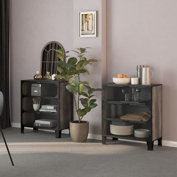 vidaXL Spintelės daiktams, 2vnt., pilkos, 72x36x82cm, metalas ir MDF