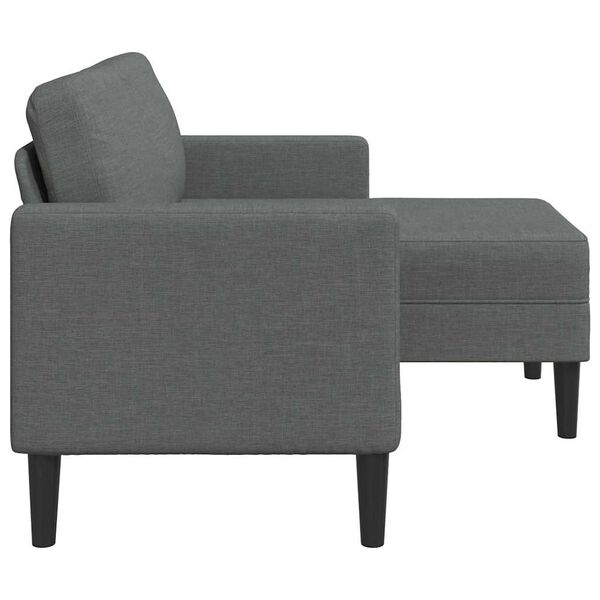 vidaXL Dvivietė sofa su &scaron;ezlongu, L formos, tamsiai pilka, 125 cm, audinys
