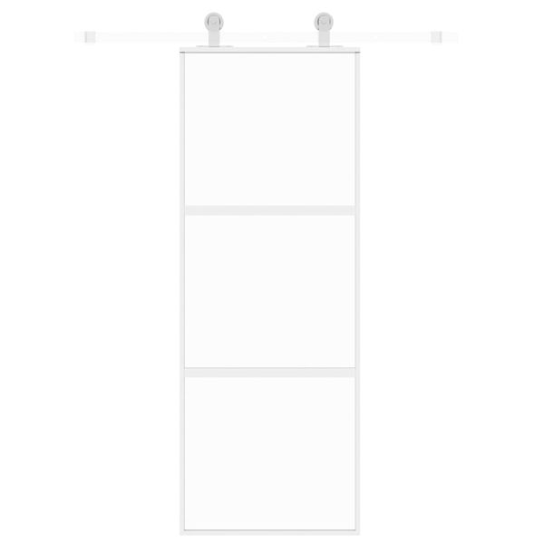 vidaXL Stumdomos durys, baltos, 76x205cm, grūdintas stiklas/aliuminis