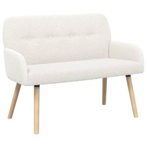 vidaXL Dvivietė sofa su medžio masyvo kojelėmis Kreminė Boucl&eacute;