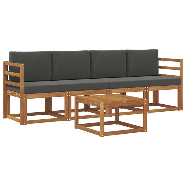vidaXL Lauko sofos komplektas su pagalve 5 pcs Natūralus ir antracitas