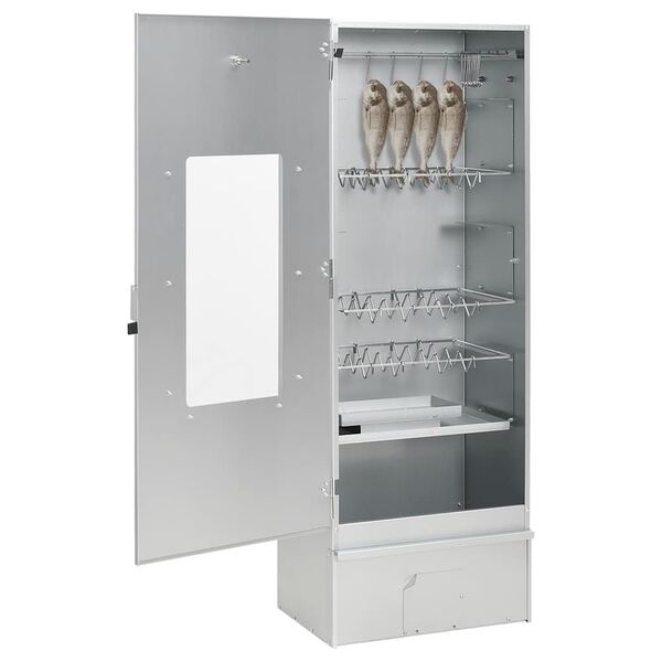 vidaXL Krosnis-rūkykla su medienos drožlėmis, 44,5x29x110cm, plienas