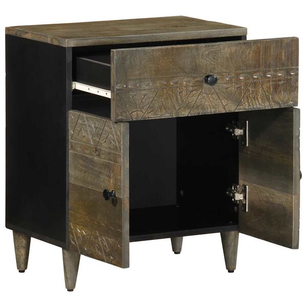 vidaXL naktinė spintelė &scaron;viesiai pilka 50x33x60 cm medžio masyvo mango