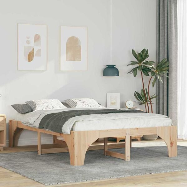 vidaXL Lovos rėmas Ruda 160 x 200 cm Kietos pu&scaron;ies mediena