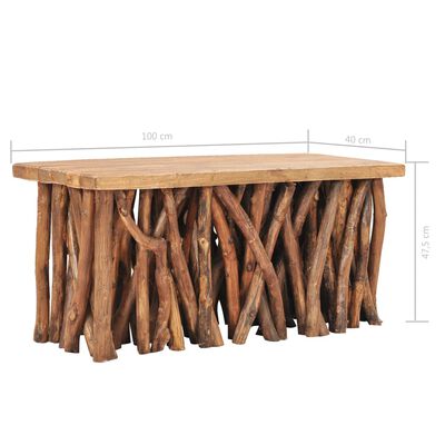 vidaXL Kavos staliukas, 100x40x47,5cm, perdirbta mediena ir tikmedis