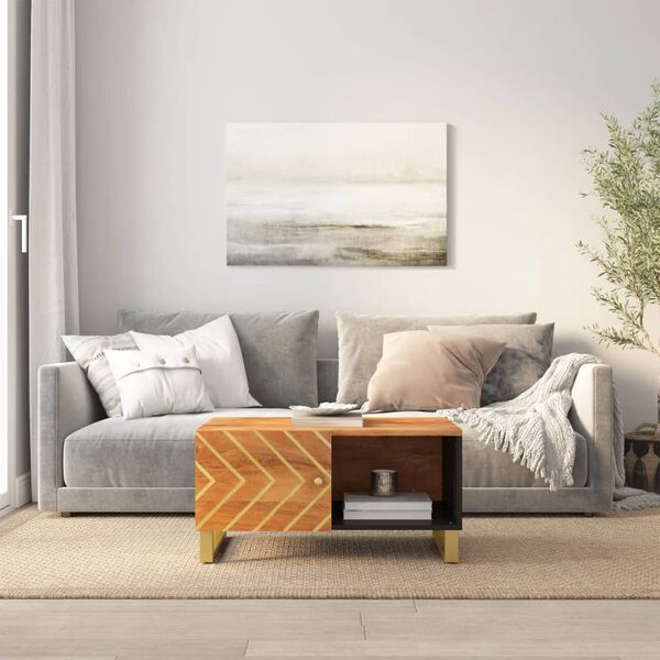 vidaXL Kavos staliukas, rudas ir juodas, 80x50x40cm, mango masyvas