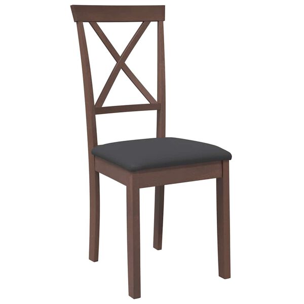 vidaXL valgomojo kėdės su pagalvėlėmis 2 vnt Ruda medžio masyvo guma