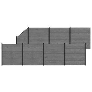 vidaXL Tvoros rinkinys 1311 x 186 cm WPC ir aliuminis Pilka