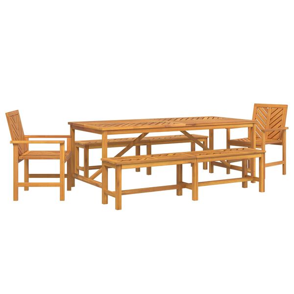 vidaXL Sodo valgomojo komplektas 5 pcs Ruda Kietos akacijos mediena