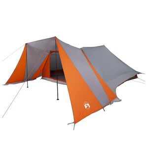 vidaXL Tipi palapinė 12 asmeniui Pilka ir oranžinė tafta