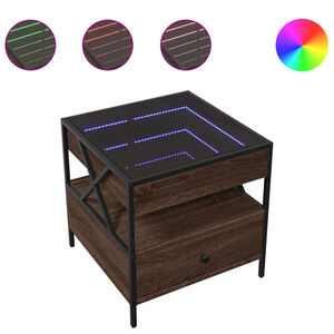 vidaXL Kavos staliukas su Infinity LED lemputėmis, rudas, 50x50x51cm