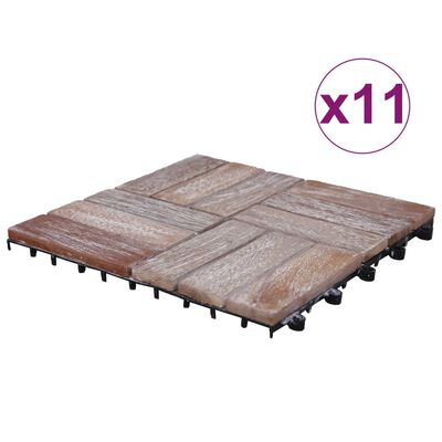 vidaXL Grindų plytelės, 11vnt., 30x30cm, perdirbtos medienos masyvas