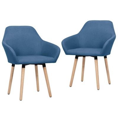 vidaXL Valgomojo kėdės, 2vnt., mėlynos spalvos, audinys