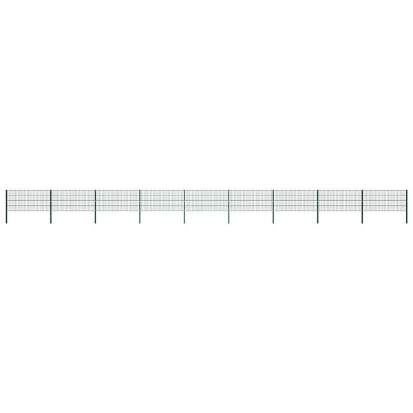 vidaXL Tvoros plok&scaron;tė su stulpais, geležinė, 1557,5x80cm, žalia