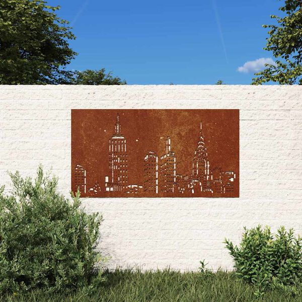 vidaXL Sodo sienos dekoracija, 105x55cm, corten plienas, panorama