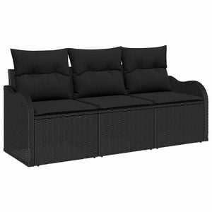 vidaXL Sodo Sofų Rinkinys 3 vnt. Juoda Poli ratanas