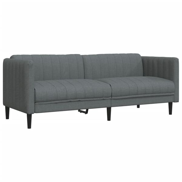 vidaXL Trivietė sofa, tamsiai pilkos spalvos, audinys