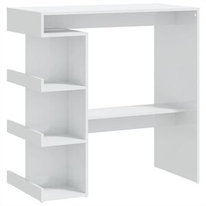 vidaXL Baro stalas su lentyna, baltos spalvos, 100x50x101,5cm, blizgus