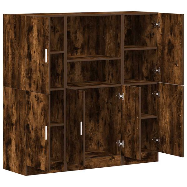 vidaXL Virtuvės spintelių komplektas, 3 dalių, dūminio ąžuolo, mediena