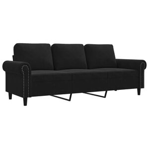 vidaXL Trivietė sofa, juodos spalvos, 180cm, aksomas