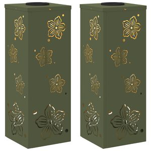 vidaXL Saulės LED &scaron;aligatvio &scaron;viesa 2 pcs Alyvuogių žalia