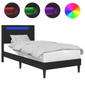 vidaXL Lovos rėmas su LED juostelėmis Juoda 80 x 200 cm Dirbtinė oda