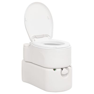 vidaXL Integruotas stovyklavimo tualetas, baltas, 24+17l, HDPE/emalis