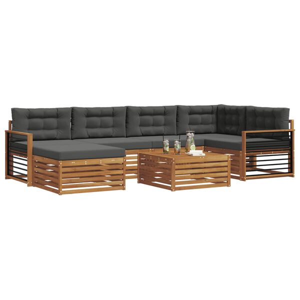 vidaXL Lauko sofos komplektas su pagalve 7 pcs Natūralus ir antracitas