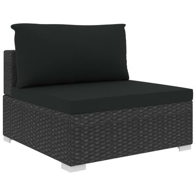 vidaXL Sodo baldų komplektas su pagalvėmis, 12 dalių, juodas, ratanas